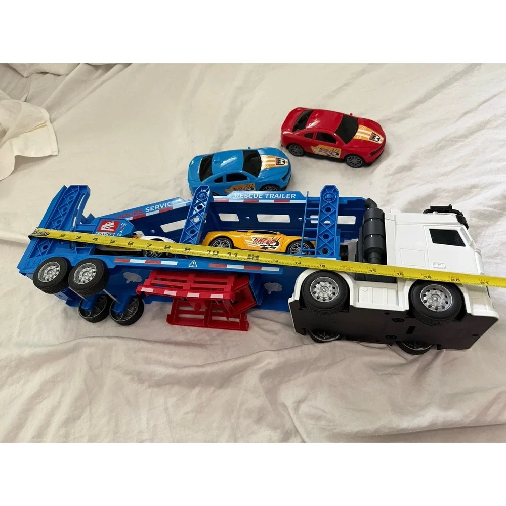 Semi Truck Toy for Boy Ages 3 4 5 6, Adjustable Double Decker Carrier Truck Used